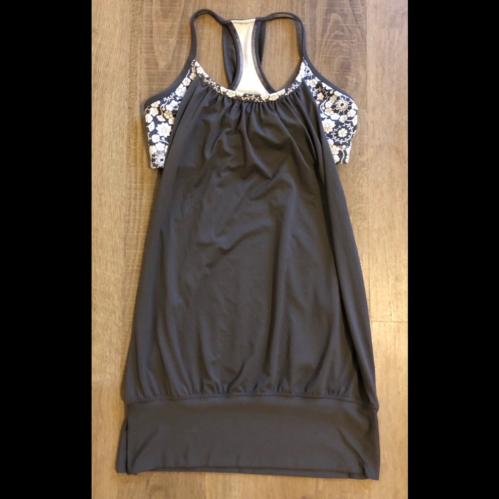 LULULEMON No Limits gray/white Floral Tank